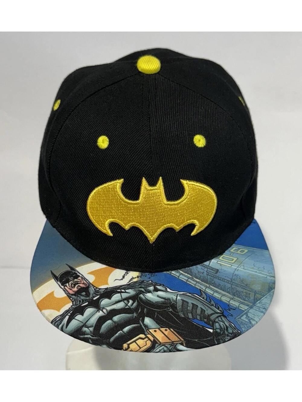 Batman Youth Snapback Hat Six Flags Texas Black Flat Bill Cap DC Comics